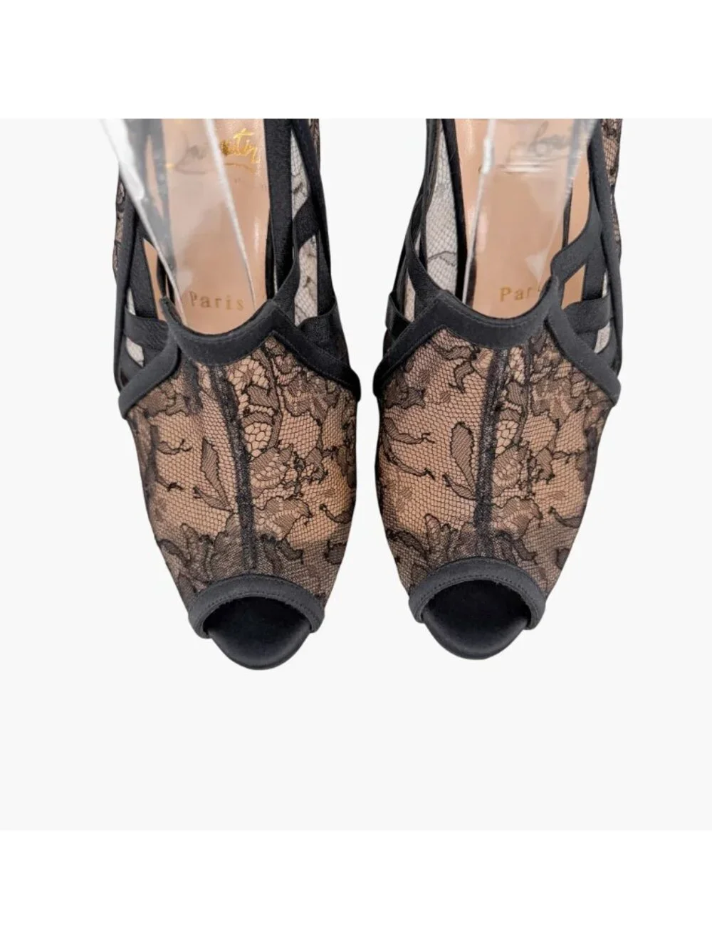 Christian Louboutin Guiptik Slingback Pumps Heels Lace Chantilly Size 40 US 10